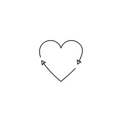 Line heart icon with arrow. Vector