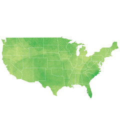 水彩風世界地図　アメリカ合衆国