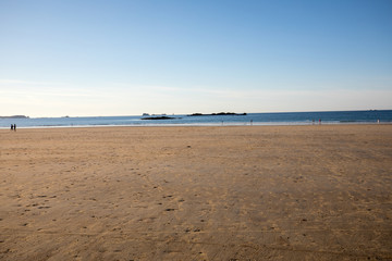 Main beach of the famous resort town Saint Malo in Brittany, France