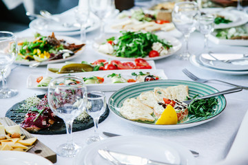 White table with birthday food