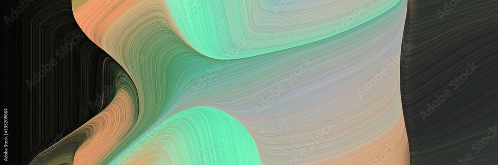 Poster dynamic futuristic banner. smooth swirl waves background design with dark sea green, very dark green