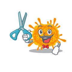 Sporty nobecovirus cartoon character design with barber
