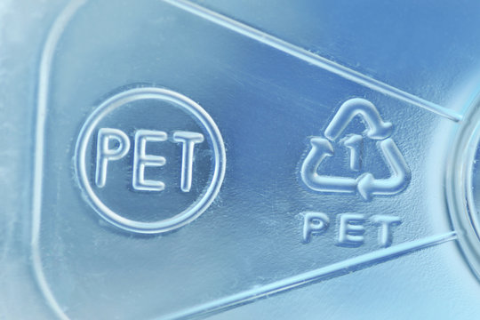 Close-up Of Plastic Recycling Symbol 01 PET (Polyethylene Terephthalate)