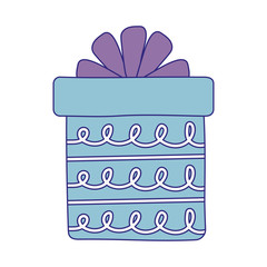 happy birthday, wrapped gift box with decorative ribbon isolation design icon