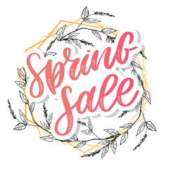 Spring sale Vector word sale .Letters made of flowers and leaves on a white background.