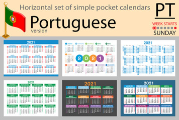 Portuguese horizontal pocket calendar for 2021