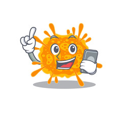 nobecovirus cartoon in character speaking on phone