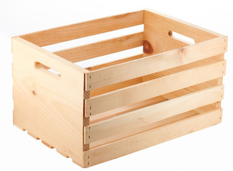 Isolated empty wooden crate