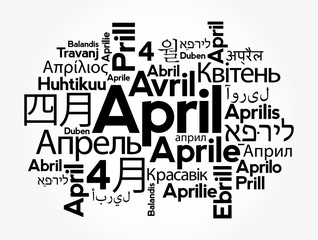 Fototapeta premium April in different languages of the world, word cloud concept background