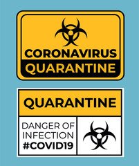 Covid 19 quarantine room with quarantine and outbreak alert sign at hospital.Coronavirus in China. Novel coronavirus (2019-nCoV). Danger of infection