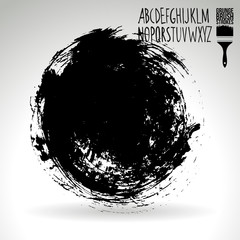 Black brush stroke and texture. Grunge vector abstract hand - painted element. Underline and border design.
