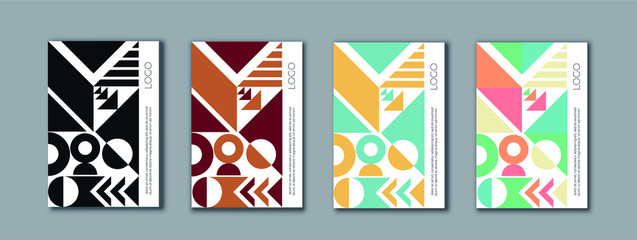 Geometric pattern colorful monochrome. Trendy design. Creative shapes collection. Minimal set for poster.