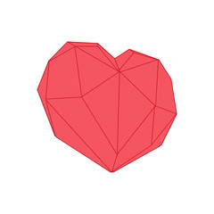 Digital illustration geometric red heart