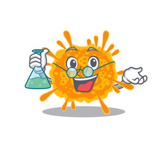 nobecovirus smart Professor Cartoon design style working with glass tube