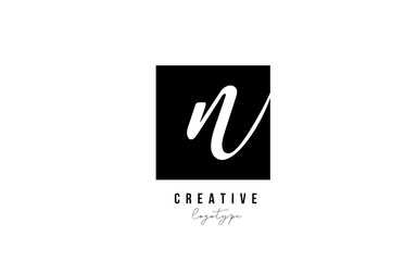 N simple black and white square alphabet letter logo icon design for company and business