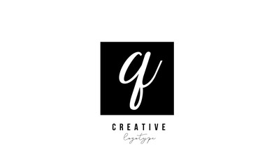 Q simple black and white square alphabet letter logo icon design for company and business