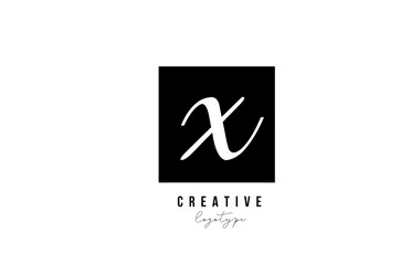 X simple black and white square alphabet letter logo icon design for company and business