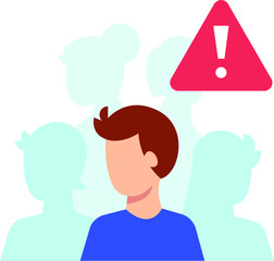 Clip-art Illustration of Danger of Being in a Crowd of People Due to Corona-virus