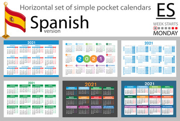 SpaIn horizontal pocket calendar for 2021
