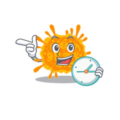 nobecovirus mascot design concept smiling with clock