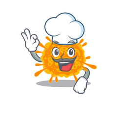nobecovirus chef cartoon design style wearing white hat