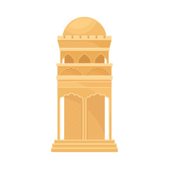 Arabic Building with Rounded Roof and Pointed Arches with Geometric Ornament Vector Illustration