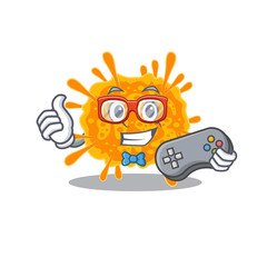 Mascot design concept of nobecovirus gamer using controller