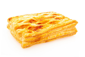 Pineapple pie isolated on white background.