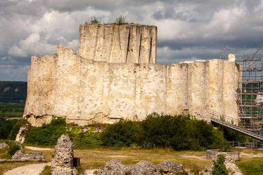 Detailaufnahme des Ch&acirc;teau Gaillard &uuml;ber der Seine in der Normandie in Frankreich