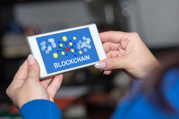 Blockchain concept on a smartphone