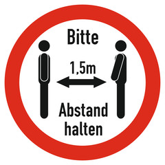 Bitte Abstand halten - Personen - Schild - Corona