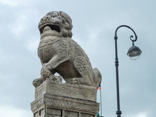 Chinese guardian lions Shih Tzu. Saint-Petersburg, Russia