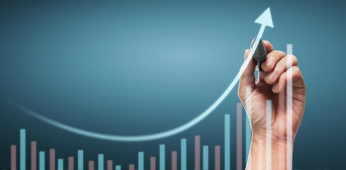Hand drawing  chart, graph stock of growth