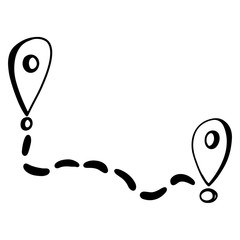 Route tracker with tags cute outline doodle digital art. Print for stickers, cards, stationery, sites, banners, scrapbooking, wrapping paper.
