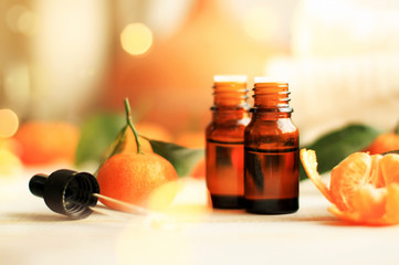 Essential oil of tangerine for relaxing aromatherapy & beauty treatment, dropper bottles, citrus...