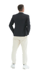 modern business man looking at a white blank screen