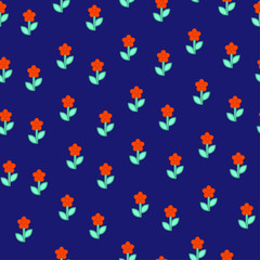 Seamless ditsy spring pattern with cute flowers tulips Vector