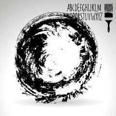 Black brush stroke and texture. Grunge vector abstract hand - painted element. Underline and border design.
