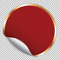 red round note paper banner on transparent background
