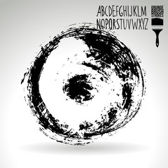 Black brush stroke and texture. Grunge vector abstract hand - painted element. Underline and border design.