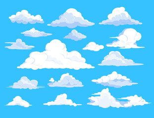 Set of clouds in sky. Fluffy, summer, weather. Can be used for topics like background, collection, meteorology