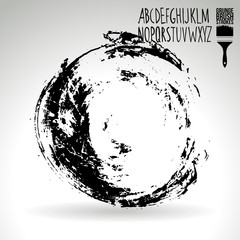 Black brush stroke and texture. Grunge vector abstract hand - painted element. Underline and border design.