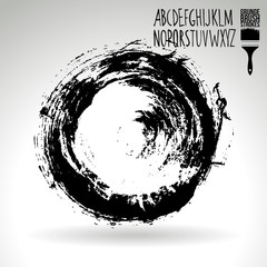 Black brush stroke and texture. Grunge vector abstract hand - painted element. Underline and border design.