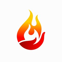 fire icon vector illustration and hand logo design