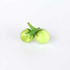 Close up turkey berry or Pea eggplant  isolated on white background.