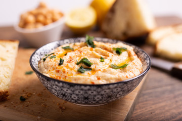 Chickpeas hummus. Healthy and nutritious food, suitable for athletes excellent source of vegetable protein.