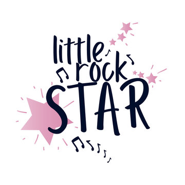 Text Star Pink Music Line Girl Tee Illustration Art Vector