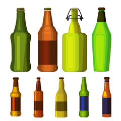 Beer bottles set. Collection of various alcoholic beverages. Can be used for topics like ale, pub, drink