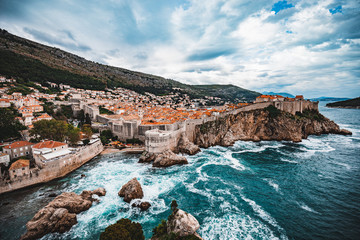 Fototapeta na wymiar Walls of Dubrovnik from Fort Lovrijenac