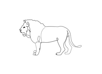 Lion standing one line drawing